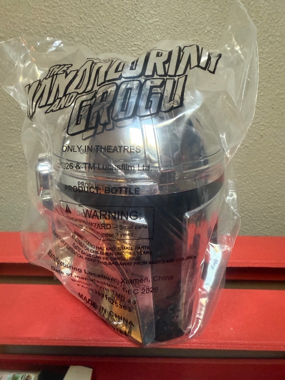 The Mandalorian & Grogu 32oz Chrome Helmet Cup Cinemark Exclusive NEW